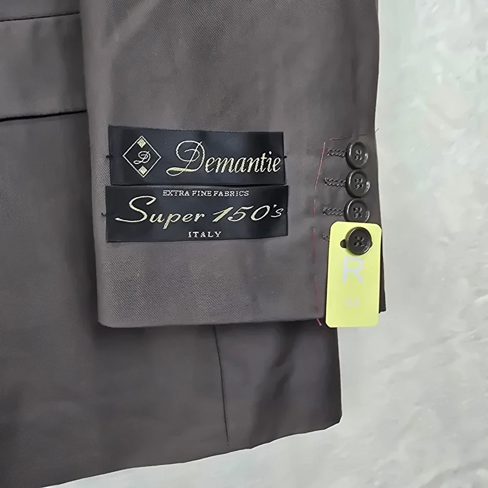 New Demantie Super 150s Blazer 54R Charcoal Brown 3-Button Travel Jacket W48‎